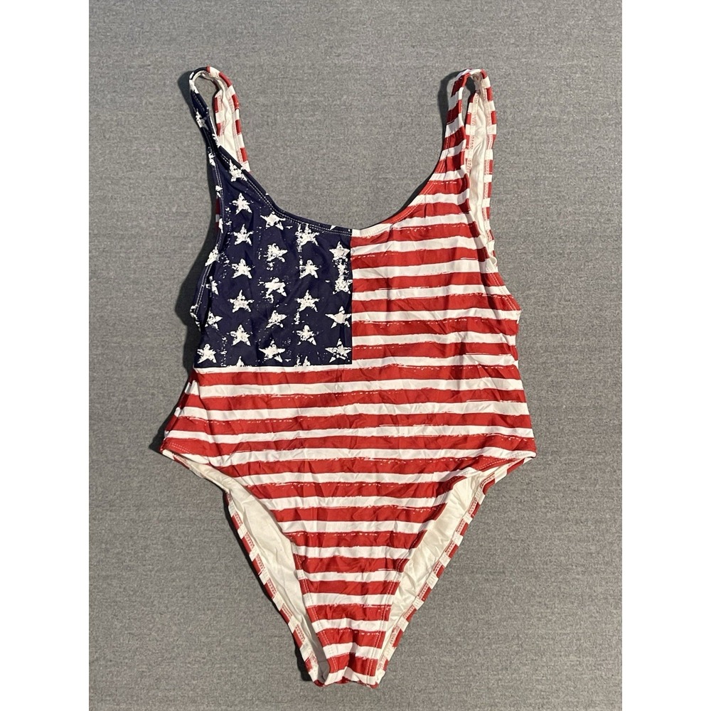 Xhilaration‎ American Flag One Piece Swimsuit Large USA Stars Stripes Patriotic